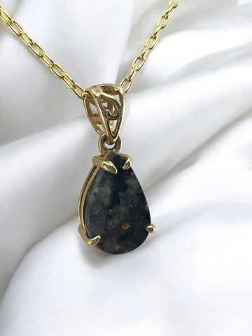 Luna Bella Moon Pendant - Genuine Lunar Meteorite Jewelry - 14Kt Gold