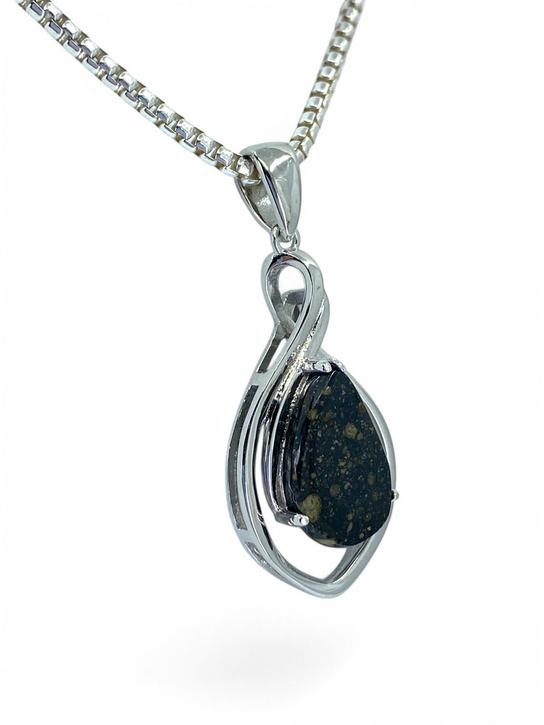 Beautiful Tear Drop R3 Chondrite Necklace I Sterling Silver