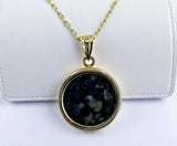 Osiris Moon Crater Pendant I Genuine Lunar Meteorite Necklace - 14Kt Gold Jewelry