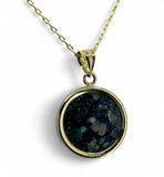 Osiris Moon Crater Pendant I Genuine Lunar Meteorite Necklace - 14Kt Gold Jewelry