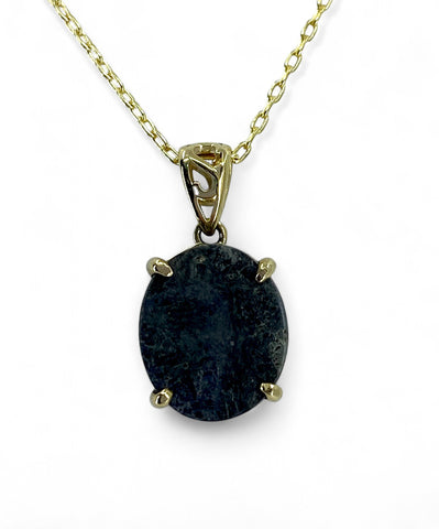Selene Moon Pendant I Genuine Lunar Meteorite Necklace - 14Kt Gold Jewelry