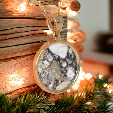 Osiris Moon Crater Pendant I Genuine Lunar Meteorite Necklace - 14Kt Gold Jewelry