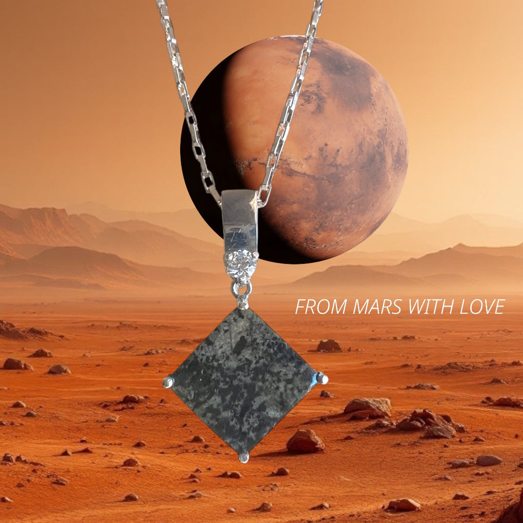 Martian Meteorite Pendant with 0.25 Carat Diamond – Top