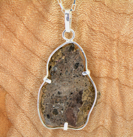 Tisserlitine Natural Moon Pendant - Lunar Meteorite Necklace I .925 Silver Jewelry