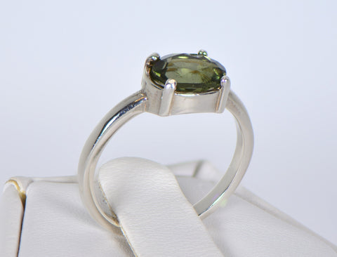 MOLDAVITE Glass Beautiful Faceted Ring - Size 5.5 - Jewelry