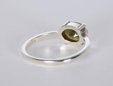 MOLDAVITE Glass Beautiful Faceted Ring - Size 6.75 - Jewelry