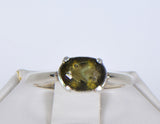 MOLDAVITE Glass Beautiful Faceted Ring - Size 6.75 - Jewelry