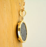 Osiris Moon Crater Collection I Genuine Lunar Meteorite Necklace and Pendant - 14Kt Gold Jewelry