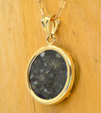 Osiris Moon Crater Collection I Genuine Lunar Meteorite Necklace and Pendant - 14Kt Gold Jewelry
