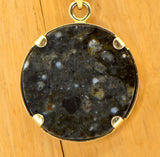 Osiris Moon Crater Collection I Genuine Lunar Meteorite Necklace and Pendant - 14Kt Gold Jewelry
