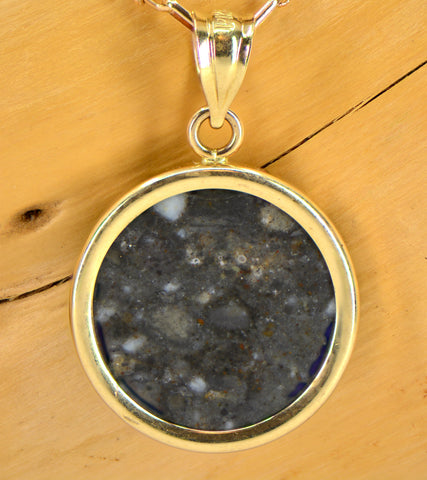 Osiris Moon Crater Collection I Genuine Lunar Meteorite Necklace and Pendant - 14Kt Gold Jewelry