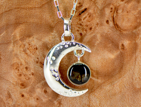 Beautiful Luna Necklace I 925 Silver Meteorite Pendant Jewelry