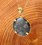 Osiris Moon Crater Collection I Genuine Lunar Meteorite Necklace and Pendant - 14Kt Gold Jewelry