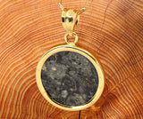 Osiris Moon Crater Collection I Genuine Lunar Meteorite Necklace and Pendant - 14Kt Gold Jewelry