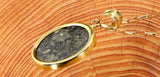 Osiris Moon Crater Collection I Genuine Lunar Meteorite Necklace and Pendant - 14Kt Gold Jewelry