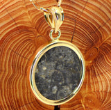 Osiris Moon Crater Collection I Genuine Lunar Meteorite Necklace and Pendant - 14Kt Gold Jewelry
