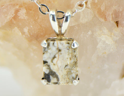 Moon Light Pendant Necklace Real Lunar Meteorite Set in Sterling Silver
