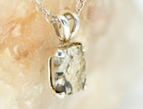 Moon Light Pendant Necklace Real Lunar Meteorite Set in Sterling Silver