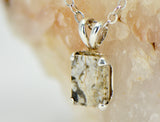 Moon Light Pendant Necklace Real Lunar Meteorite Set in Sterling Silver