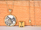 Osiris Moon Crater Pendant I Genuine Lunar Meteorite Necklace - 14Kt Gold Jewelry