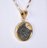 Osiris Moon Crater Pendant I Genuine Lunar Meteorite Necklace - 14Kt Gold Jewelry