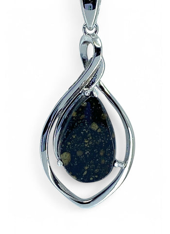 Beautiful Tear Drop R3 Chondrite Pendant I Sterling Silver - Meteorite Jewelry