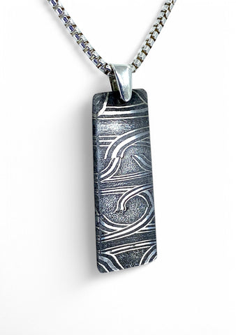 Meteorite Pendant I Beautiful Damascus Steel Pendant I Sterling Silver - Meteorite Jewelry