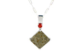 Crimson Planet Necklace I Martian Meteorite Silver Pendant with red Sapphire