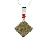 Crimson Planet Necklace I Martian Meteorite Silver Pendant with red Sapphire