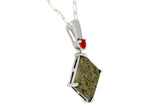 Crimson Planet Necklace I Martian Meteorite Silver Pendant with red Sapphire