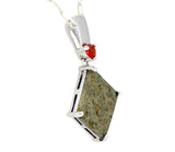Crimson Planet Necklace I Martian Meteorite Silver Pendant with red Sapphire