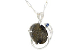 Blue Star Mars Necklace I Martian Meteorite Silver Pendant with Blue Sapphire
