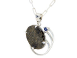 Blue Star Mars Necklace I Martian Meteorite Silver Pendant with Blue Sapphire