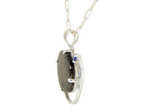 Blue Star Mars Necklace I Martian Meteorite Silver Pendant with Blue Sapphire
