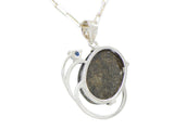 Blue Star Mars Necklace I Martian Meteorite Silver Pendant with Blue Sapphire
