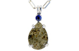 Mars Blue Drop Necklace I Martian Meteorite Silver Pendant with Blue Sapphire