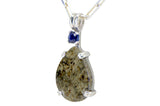 Mars Blue Drop Necklace I Martian Meteorite Silver Pendant with Blue Sapphire