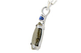 Mars Blue Drop Necklace I Martian Meteorite Silver Pendant with Blue Sapphire