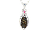 Nebula Blossom necklace I L3.10 Chondrite pendant with pink spinel I Meteorite Jewelry