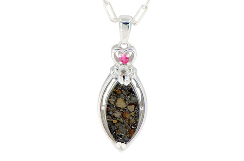 Nebula Blossom necklace I L3.10 Chondrite pendant with pink spinel I Meteorite Jewelry