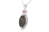 Nebula Blossom necklace I L3.10 Chondrite pendant with pink spinel I Meteorite Jewelry