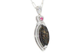 Nebula Blossom necklace I L3.10 Chondrite pendant with pink spinel I Meteorite Jewelry