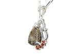 Scarlet Dewdrop Moon Necklace I Lunar Meteorite Pendant with red spinels
