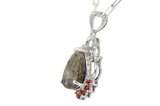 Scarlet Dewdrop Moon Necklace I Lunar Meteorite Pendant with red spinels