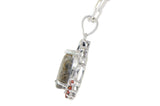 Scarlet Dewdrop Moon Necklace I Lunar Meteorite Pendant with red spinels