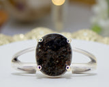 Selene Moon White Gold Ring I Lunar Meteorite Jewelry - Size 7
