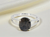Selene Moon White Gold Ring I Lunar Meteorite Jewelry - Size 7