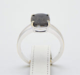 Selene Moon White Gold Ring I Lunar Meteorite Jewelry - Size 7