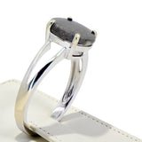 Selene Moon White Gold Ring I Lunar Meteorite Jewelry - Size 7