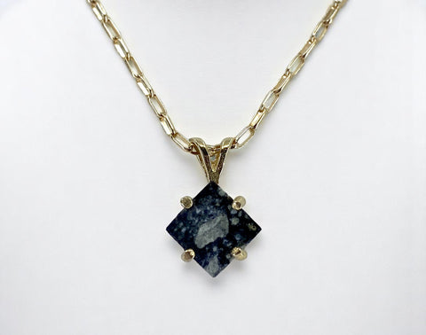 Moon Pendant - Genuine Lunar Meteorite Jewelry - 14Kt Gold